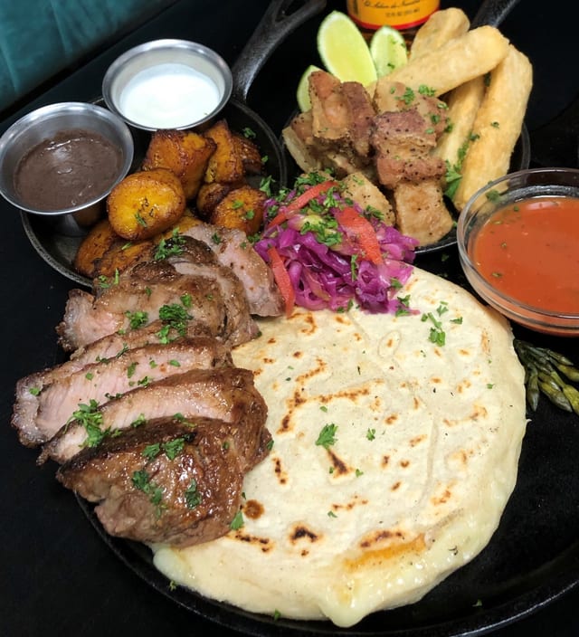 Pupusa Steak Platter.